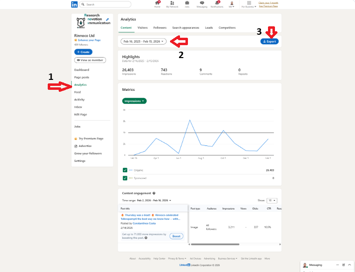 LinkedIn Company Analytics Export